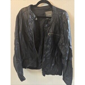 Maurice’s Size 3 3XL Black Faux Leather Jacket Stretch Sides GUC